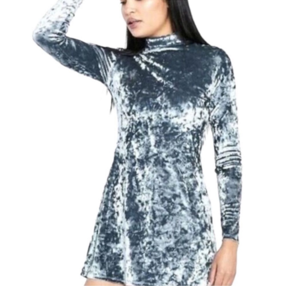 UO KIMCHI BLUE Julie crushed velour mini dress